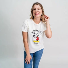 T-shirt à manches courtes femme Mickey Mouse Blanc