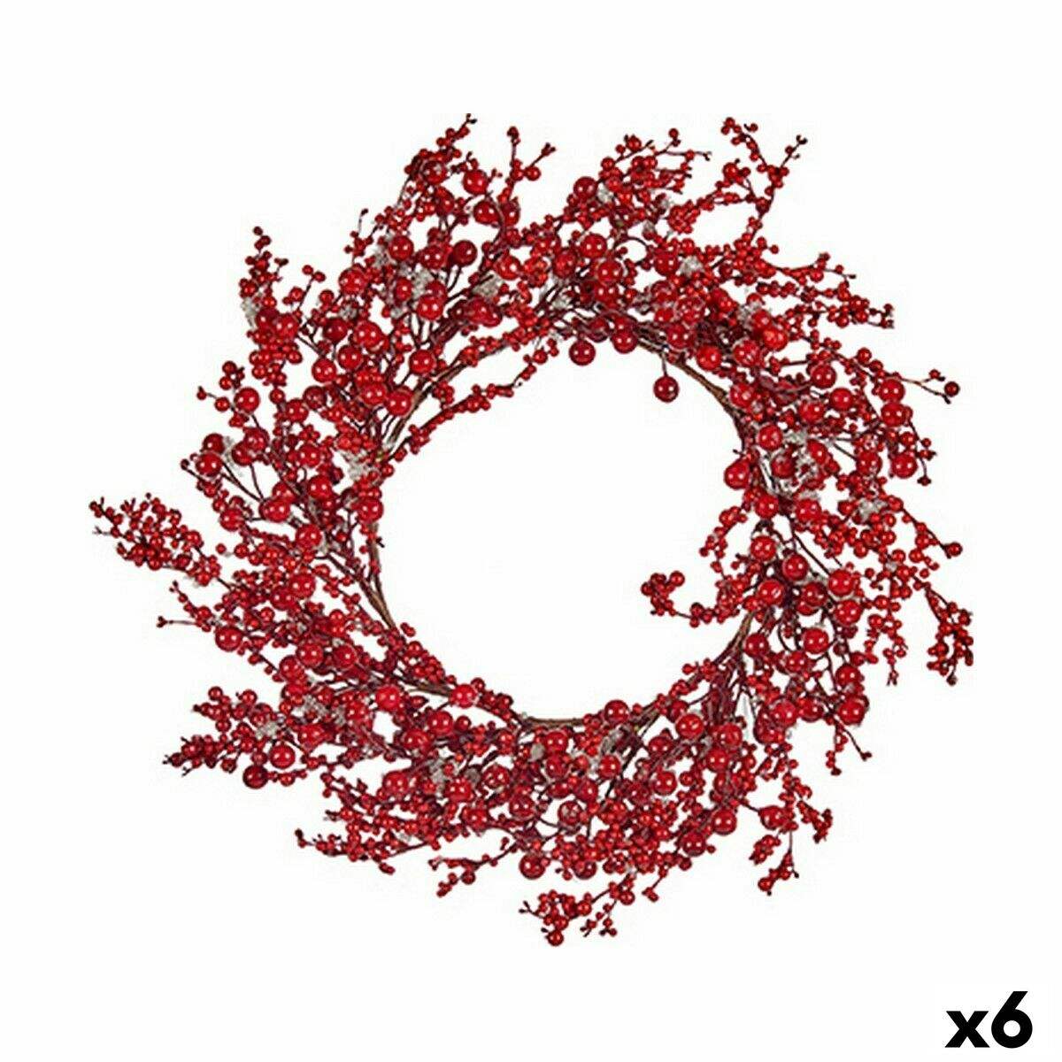 Couronne de Noël Rouge Plastique 48 x 10 x 48 cm (6 Unités)