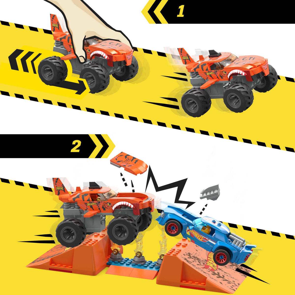 Kit de construction Hot Wheels Mega Construx - Smash & Crash Shark Race 245 Pièces