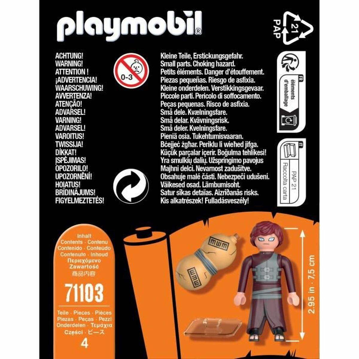 Figurine Playmobil Naruto Shippuden - Gaara 71103 4 Pièces - Playmobil - Jardin D'Eyden - jardindeyden.fr