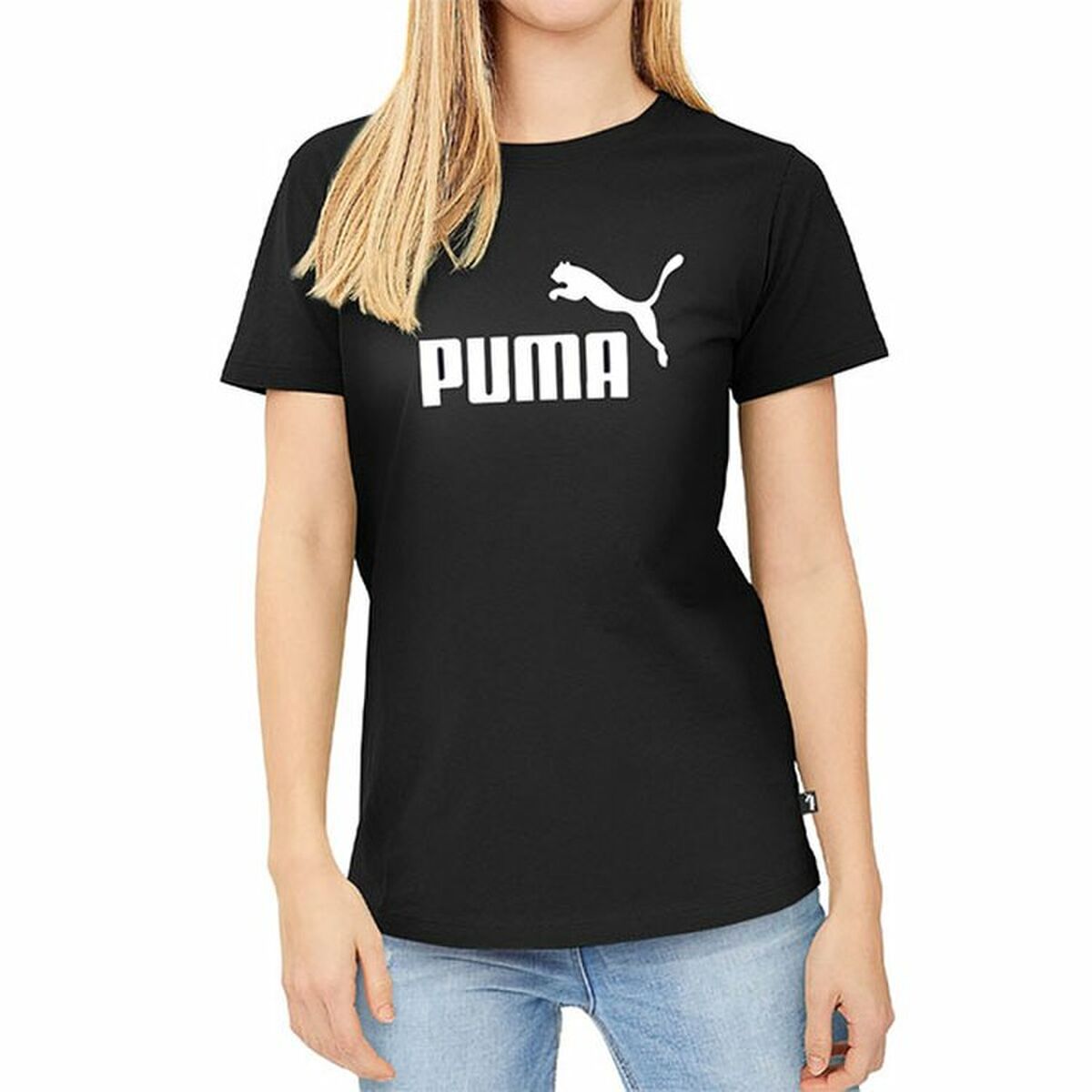 T-shirt à manches courtes femme Puma LOGO TEE 586774 01 Noir