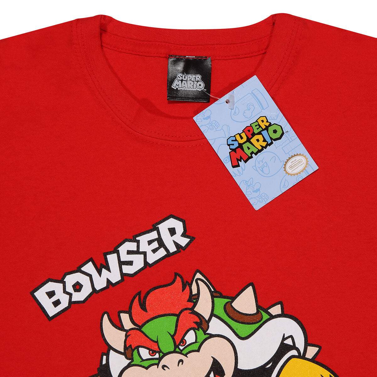 T shirt à manches courtes Enfant Super Mario Bowser Text Rouge - Super Mario - Jardin D'Eyden - jardindeyden.fr