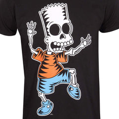 T shirt à manches courtes The Simpsons Skeleton Bart Noir Unisexe
