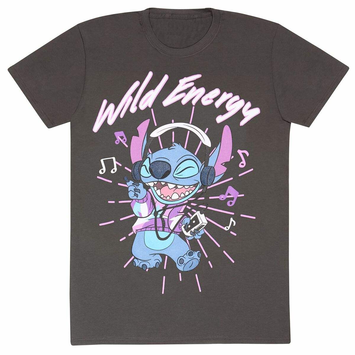 T shirt à manches courtes Stitch Wild Energy Graphite Unisexe