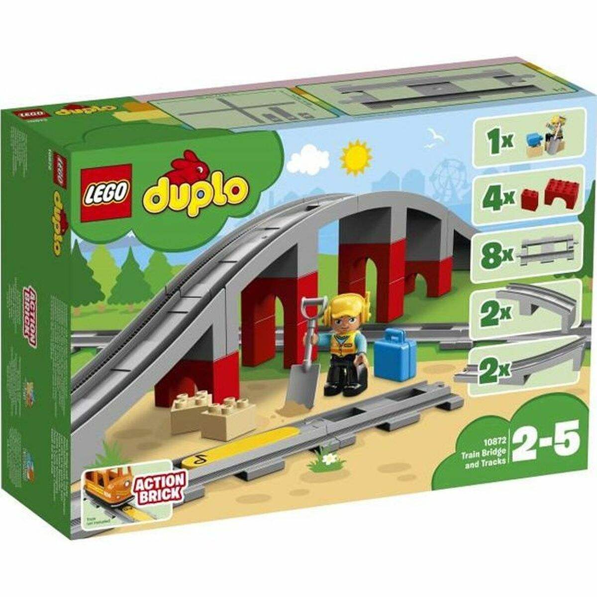 Jeu de Véhicules   Lego DUPLO 10872 Train rails and bridge         26 Pièces