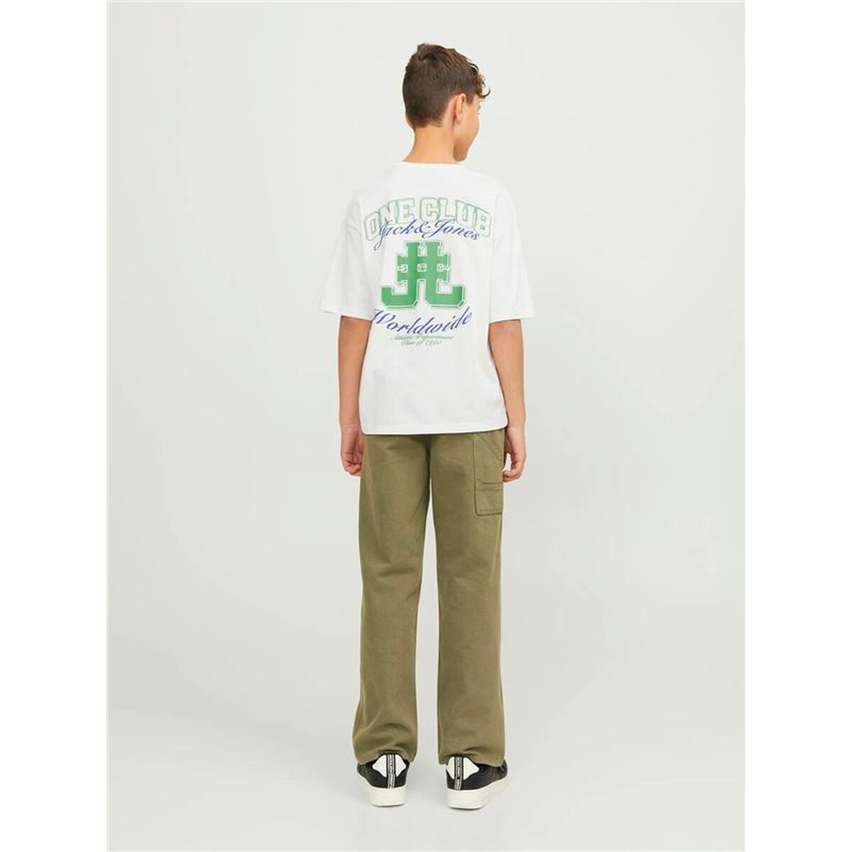 T shirt à manches courtes Enfant Jack & Jones Jorcole Back Print Blanc Vert