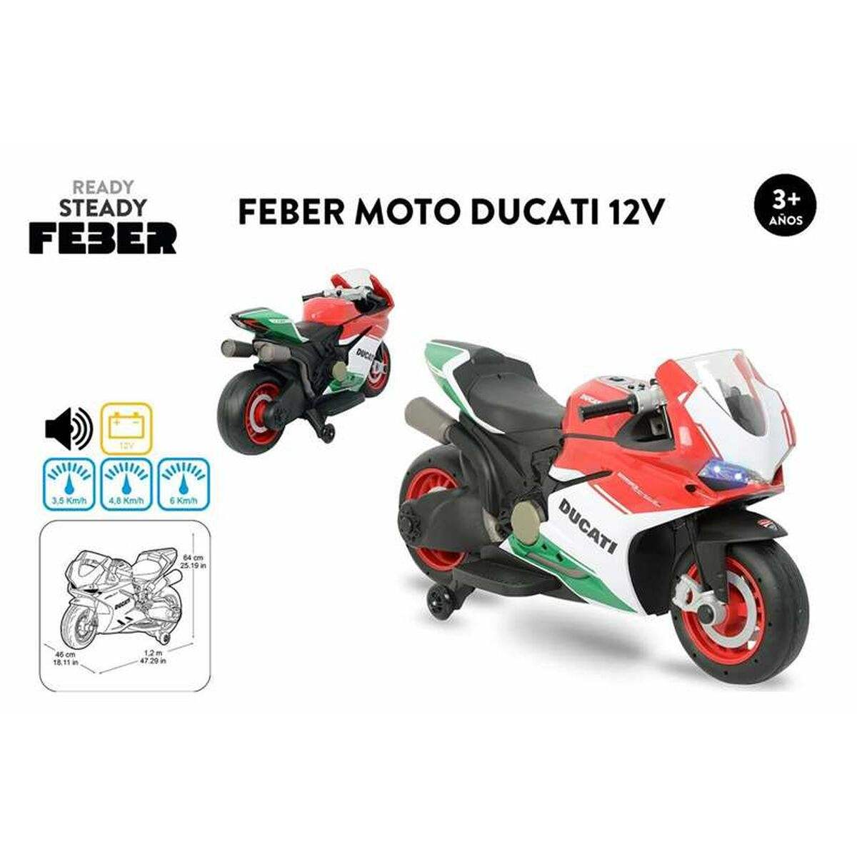 Kinder-Elektro-Roller Feber Ducati 12 V 46 x 120 x 64 cm