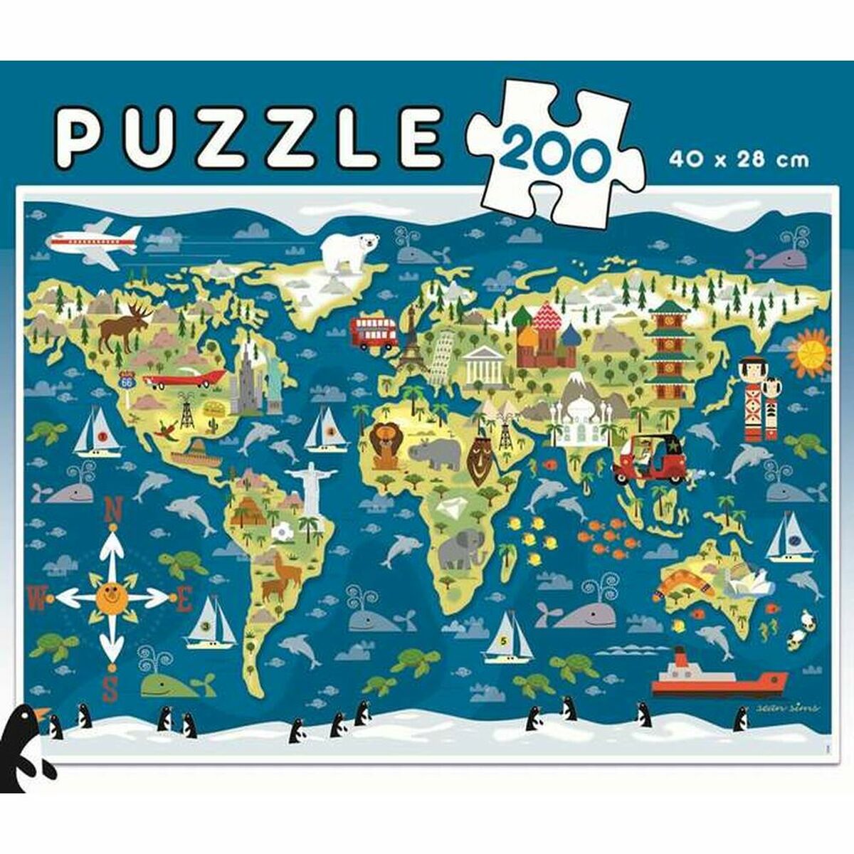 Puzzle Enfant Educa Mapamundi (200 pcs) - Educa - Jardin D'Eyden - jardindeyden.fr