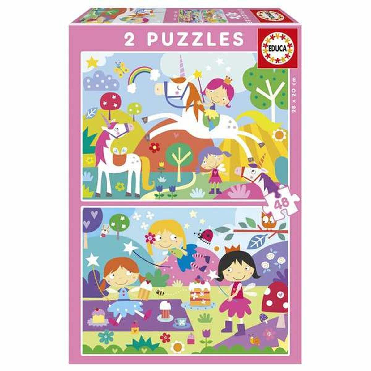 Set de 2 Puzzles Educa Fantasy world 48 Piezas