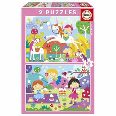 Set de 2 Puzzles Educa Fantasy world 48 Piezas