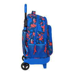 Schulrucksack mit Rädern Spiderman Great power Rot Blau (33 x 45 x 22 cm)
