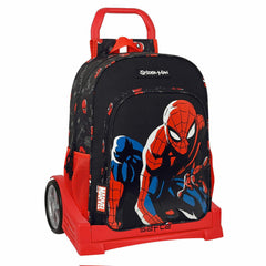 Schulrucksack mit Rädern Safta Schwarz Spiderman Rot 33 x 14 x 42 cm