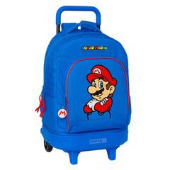Schulrucksack mit Rädern Super Mario Play Blau Rot 33 X 45 X 22 cm
