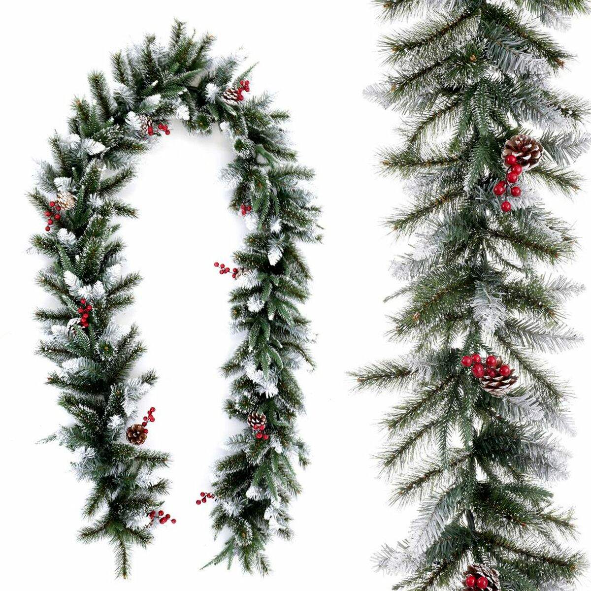 Guirlande de Noël PVC Blanc Rouge Vert Ananas 270 x 28 x 14 cm - BigBuy Christmas - Jardin D'Eyden - jardindeyden.fr