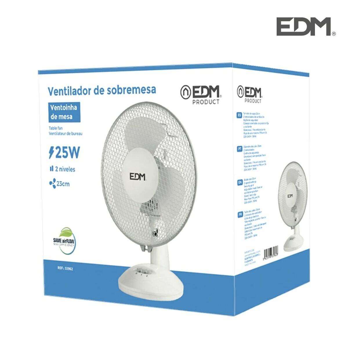 Ventilateur de Bureau EDM Blanc 25 W Ø 23 x 36 cm