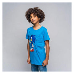 T shirt à manches courtes Enfant Sonic Bleu - Sonic - Jardin D'Eyden - jardindeyden.fr