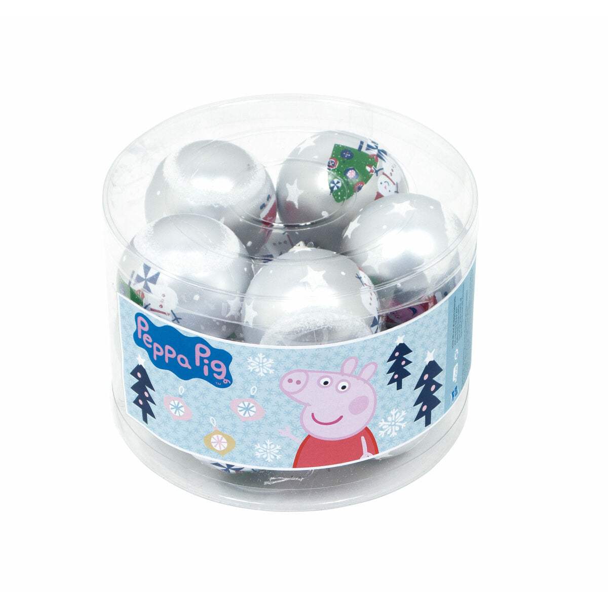 Bola de Navidad Peppa Pig Cosy corner Plateado 10 Unidades Plástico (Ø 6 cm)