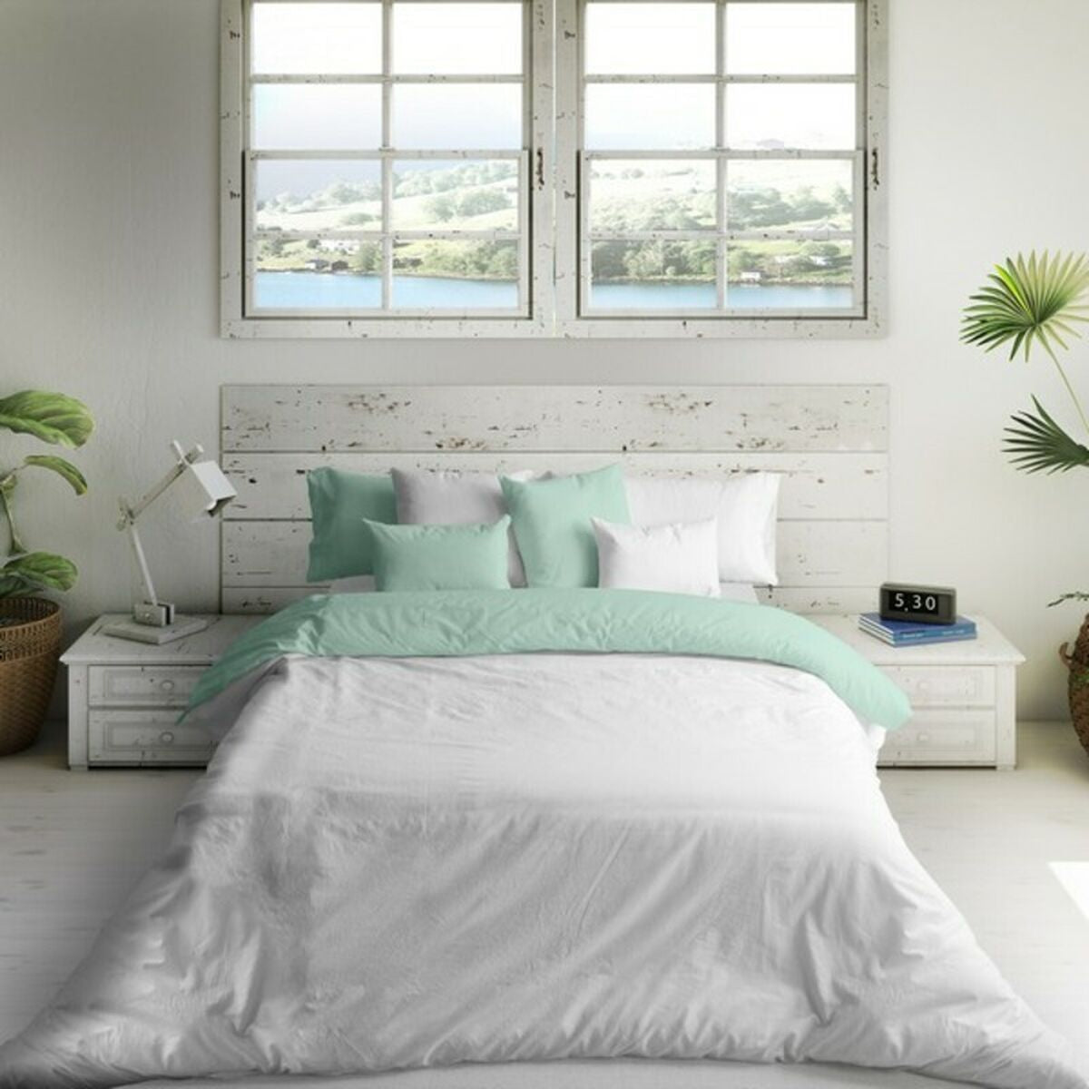 Bettdeckenbezug Naturals Bicolor Weiß grün