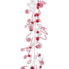 Weihnachtsgirlande Weiß Rot Kunststoff Foam 180 cm
