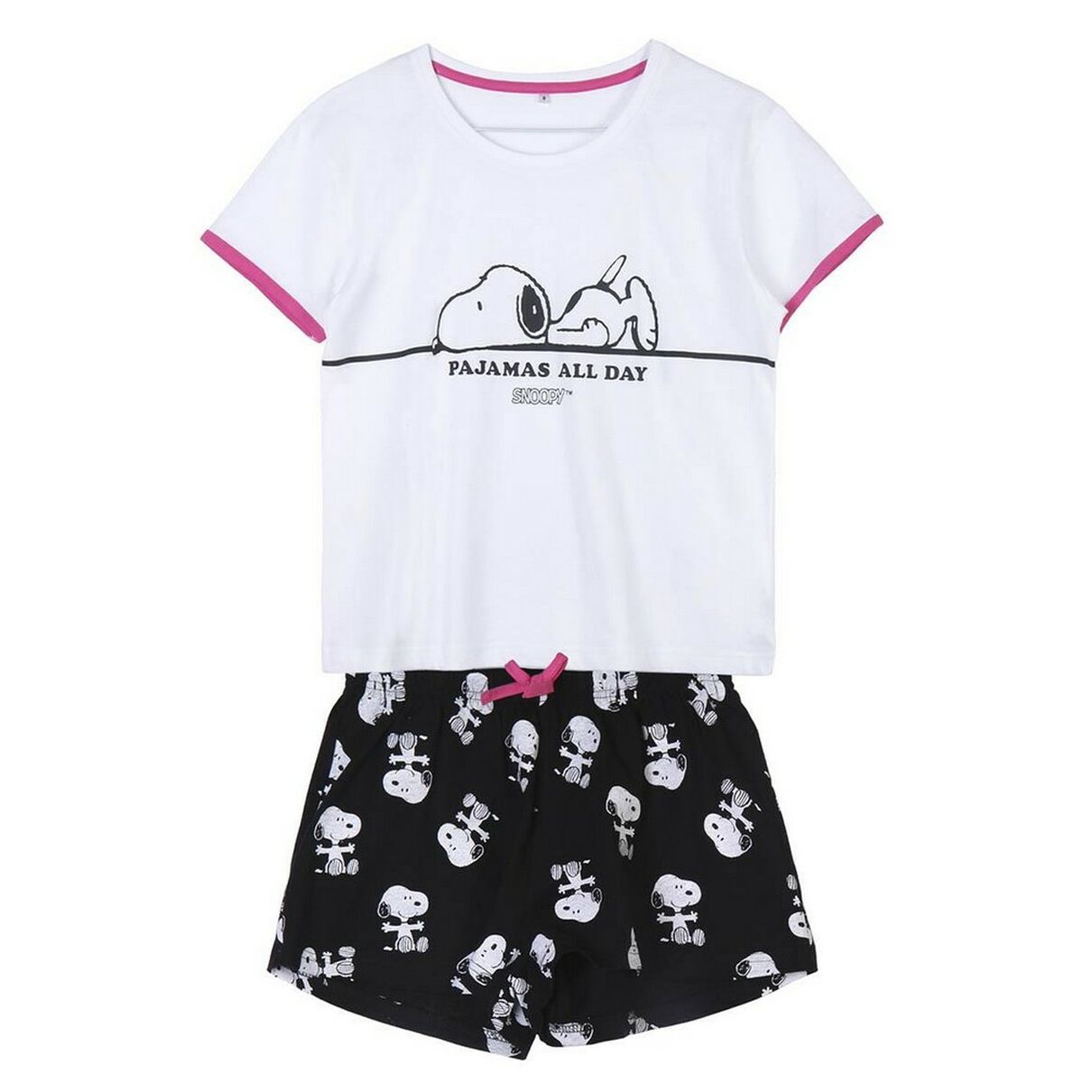 Sommer-Schlafanzug Snoopy Damen Schwarz Weiß