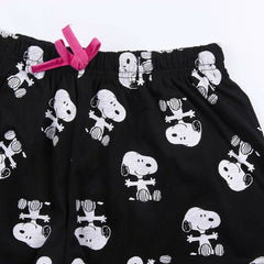 Pijama de Verano Snoopy Mujer Negro Blanco