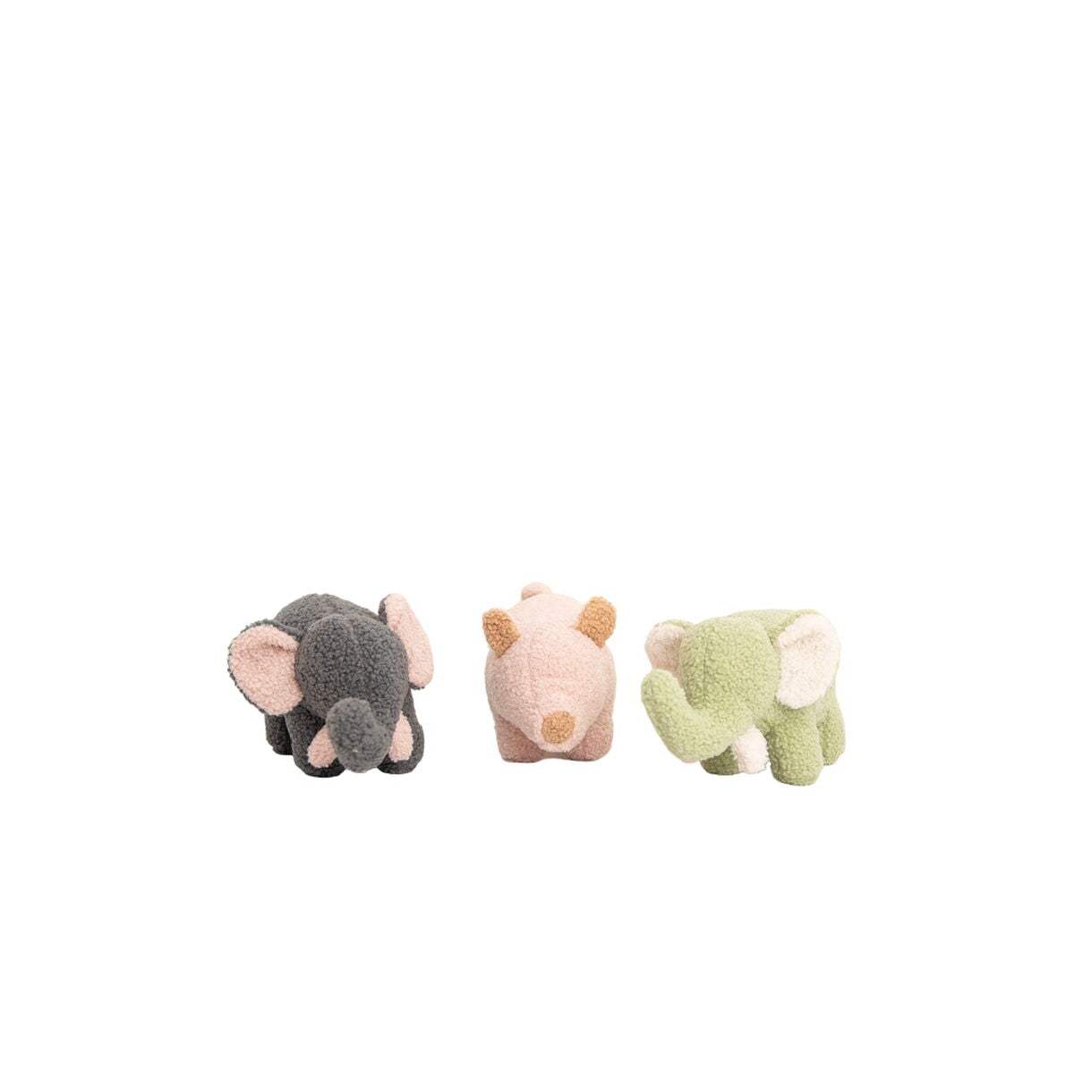 Peluche Crochetts Verde Gris Elefante Cerdo 30 x 13 x 8 cm 3 Piezas