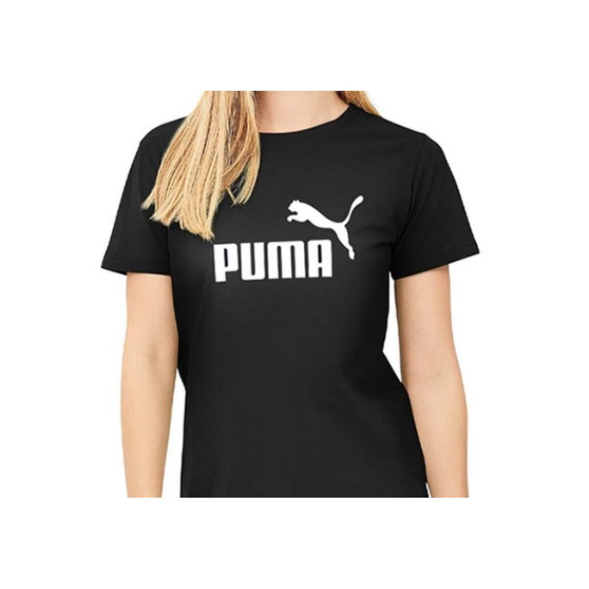 Damen Kurzarm-T-Shirt Puma LOGO TEE 586774 01 Schwarz