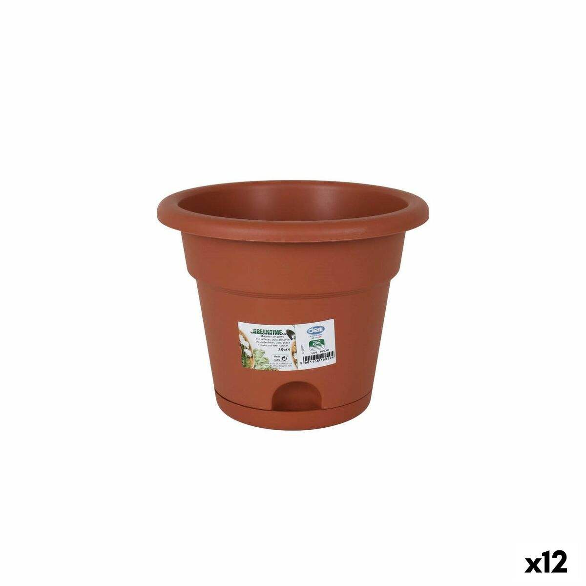 Pot avec sous-pot Dem Greentime Marron 20 x 20 x 16 cm (12 Unités) - Dem - Jardin D'Eyden - jardindeyden.fr