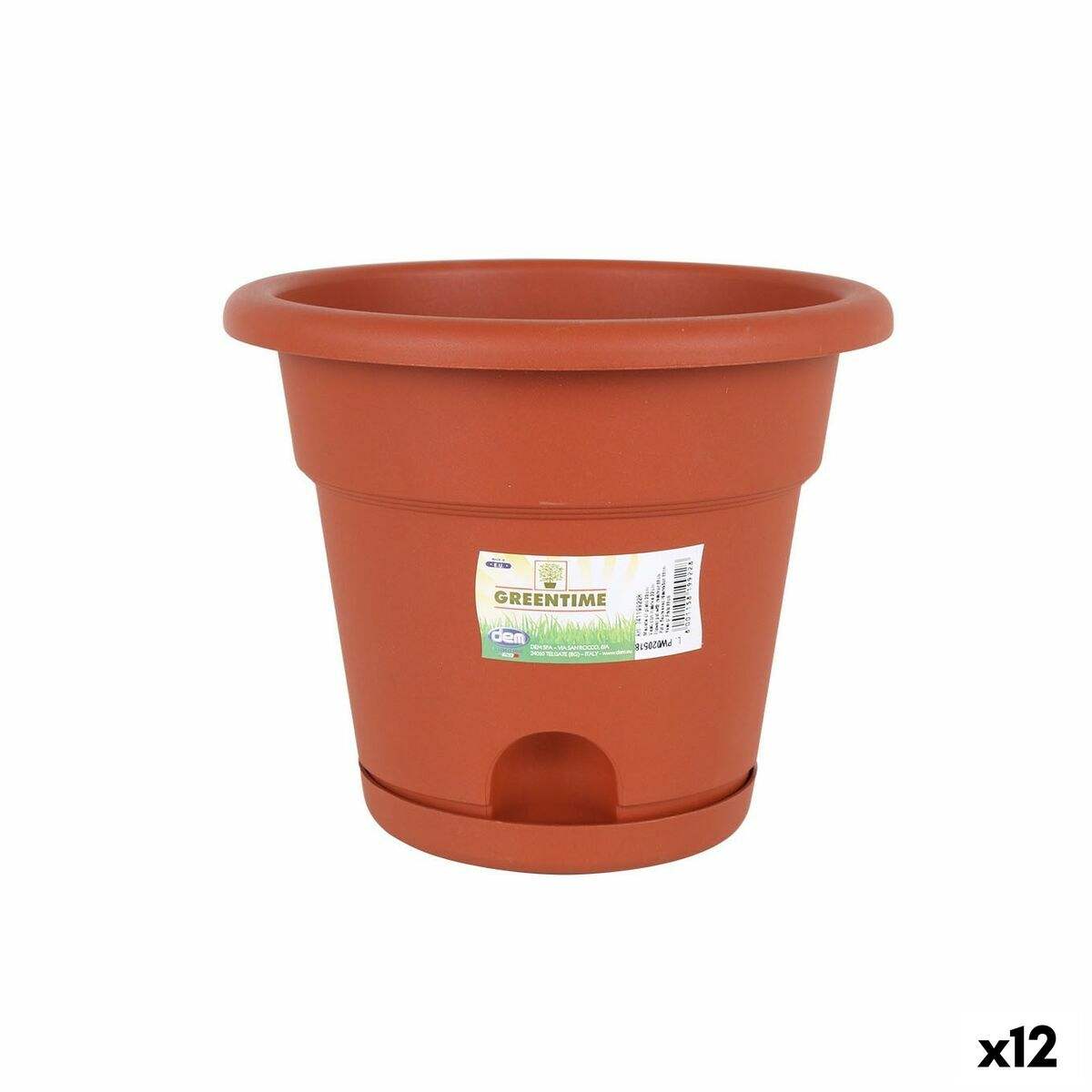 Pot avec sous-pot Dem Greentime Marron ø 22 x 18 cm (12 Unités) - Dem - Jardin D'Eyden - jardindeyden.fr