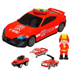 Spielset Fahrzeuge Speed & Go Licht Sound Feuerwehrmann 1:64 (4 Stück)