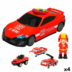 Spielset Fahrzeuge Speed & Go Licht Sound Feuerwehrmann 1:64 (4 Stück)