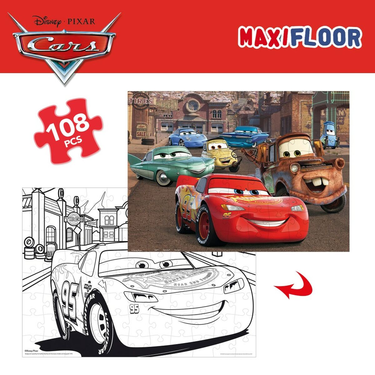 Kinderpuzzle Cars Beidseitig 108 Stücke 70 x 1,5 x 50 cm (6 Stück)
