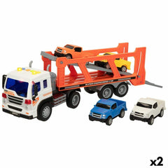 Camion porte-véhicules et Voitures à Friction Speed & Go 37,5 x 12,5 x 10 cm (2 Unités)