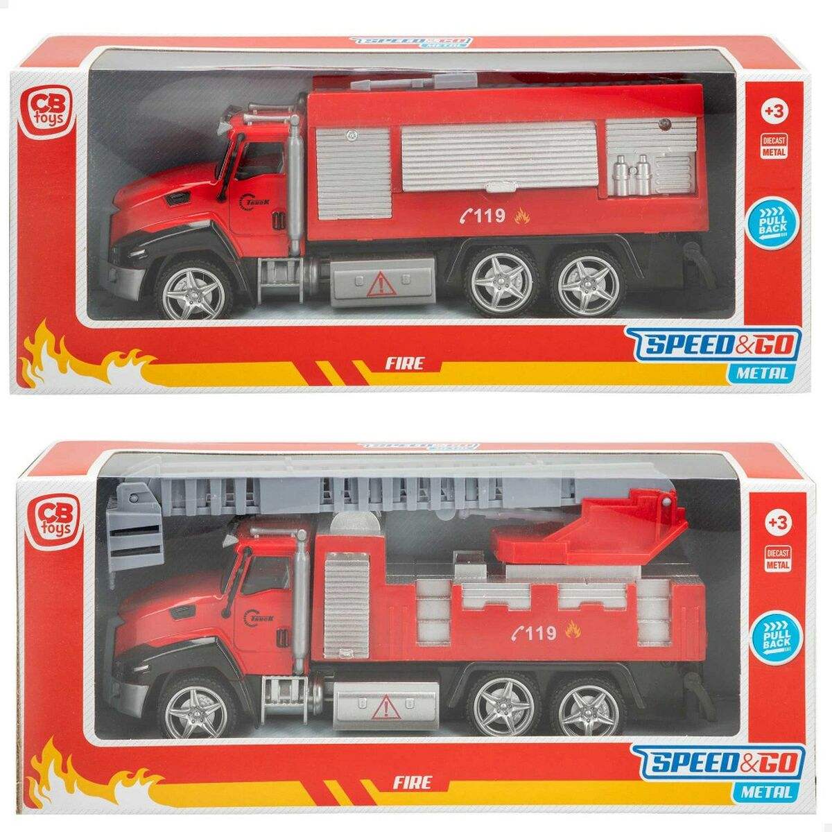 Camion de Pompiers Speed & Go 21 x 9,5 x 5,5 cm (6 Unités) - Speed & Go - Jardin D'Eyden - jardindeyden.fr