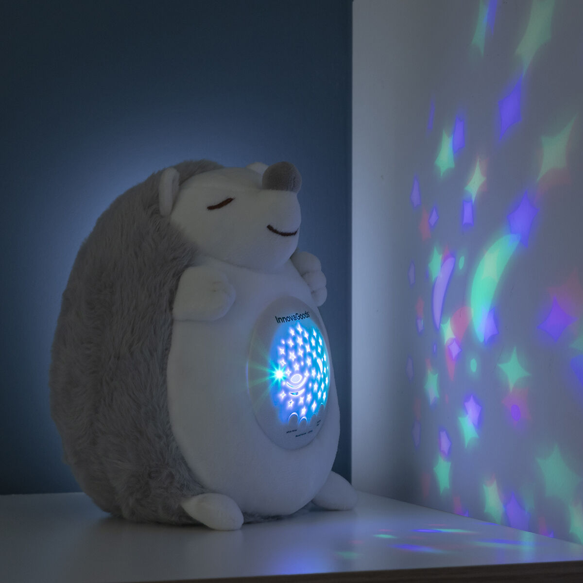 Plüsch-Igel mit weißem Rauschen und Nachtlicht-Projektor Spikey InnovaGoods