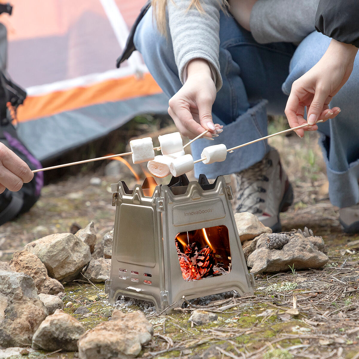 Zerlegbarer Campingkocher aus Stahl Flamet InnovaGoods