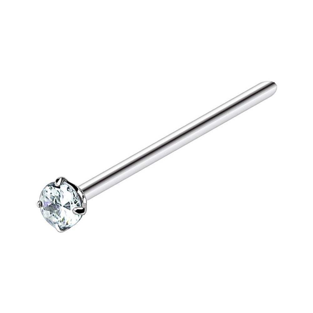 Piercing de nez Fishtail barre droite avec stud strass - Jardin d'Eyden - Jardin D'Eyden - jardindeyden.fr